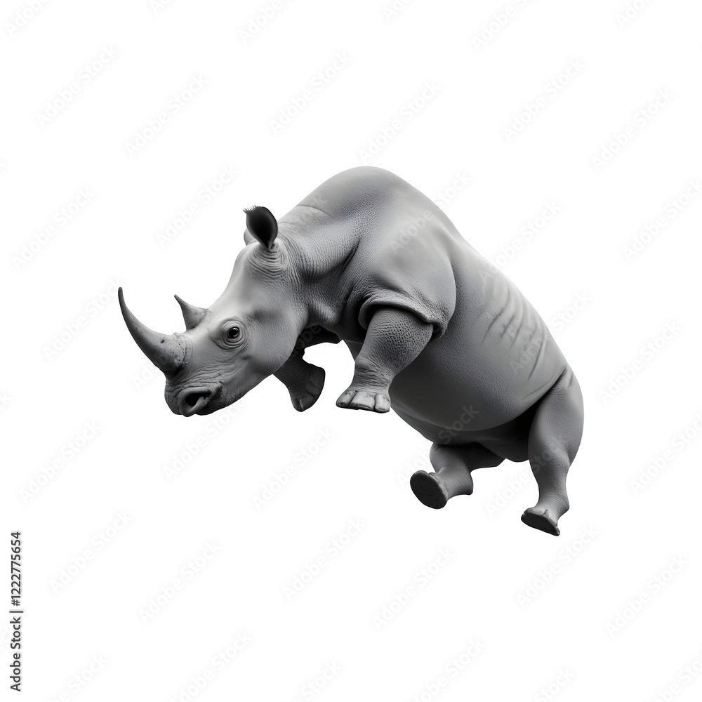 Fototapeta premium Rhinoceros isolated on transparent background. Rhinoceros png. Wild animals
