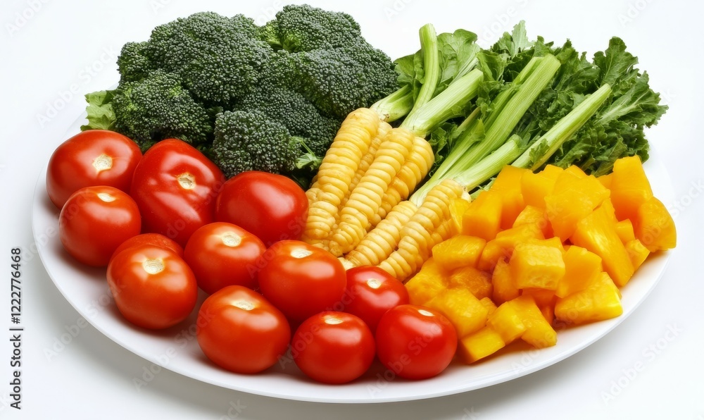 Fresh vegetables arranged on a plate for healthy eating Fresh vegetables arranged on a plate for healthy eating