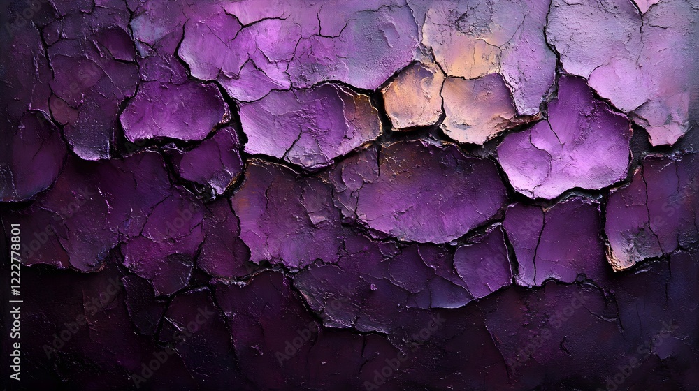 A background of dark purple paint cracks on a textured, vintage canvas. A background of dark purple paint cracks on a textured, vintage canvas.
