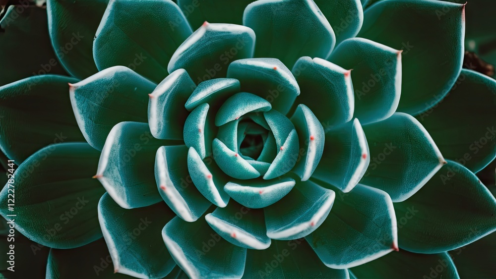 Obraz premium Vibrant green succulent close-up with distinct layers and soft edges against a dark background creating a calming and soothing atmosphere.