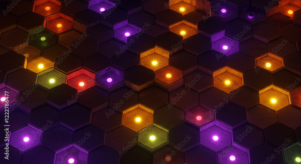 Abstract background hexagon pattern with glowing lights Abstract background hexagon pattern with glowing lights