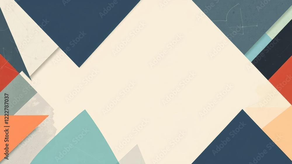 Geometric shape arrangements in modern abstract art, shape patterns, layered composition, blue background Geometric shape arrangements in modern abstract art, shape patterns, layered composition, blue background