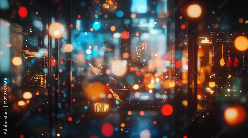 Obraz premium Abstract bokeh lights city night blurred background.