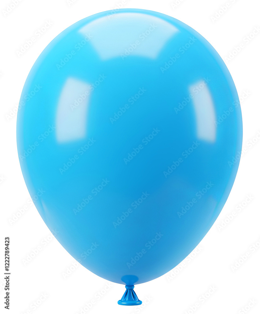 Closeup single balloon blue color. Isolated transparent background Closeup single balloon blue color. Isolated transparent background