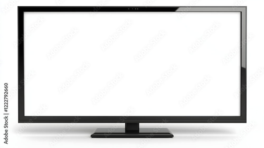 Glossy Black Monitor on Bright White Background for Design Display Glossy Black Monitor on Bright White Background for Design Display