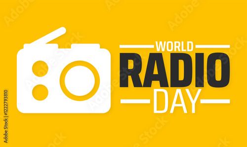World Radio Day background banner or poster design template. observed every year in February. Holiday concept. Use to any Template, card, poster, placard, template.