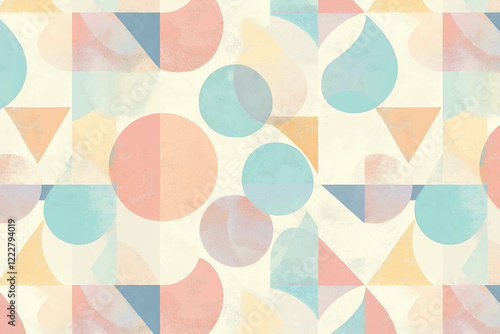 Wallpaper Mural Abstract geometric pattern featuring soft pastel colors and various shapes creating a harmonious design Torontodigital.ca