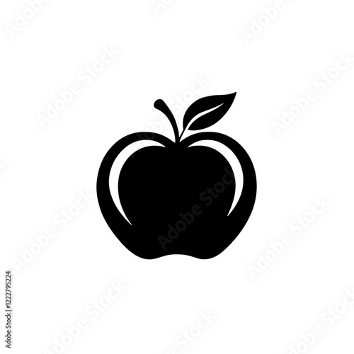 Black apple silhouette illustrating knowledge, minimalist design