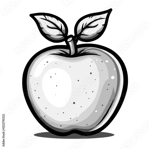 Monochrome apple illustration, simplicity and vitality