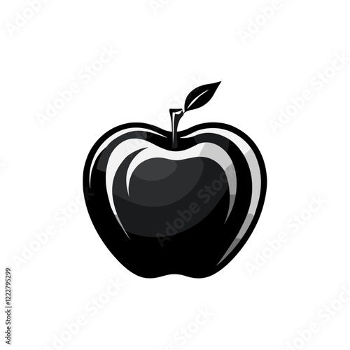 Shiny black apple representing temptation, minimalistic design