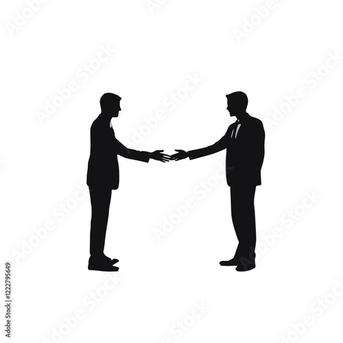 Two businessmen shaking hands in silhouette, commitment to partnership