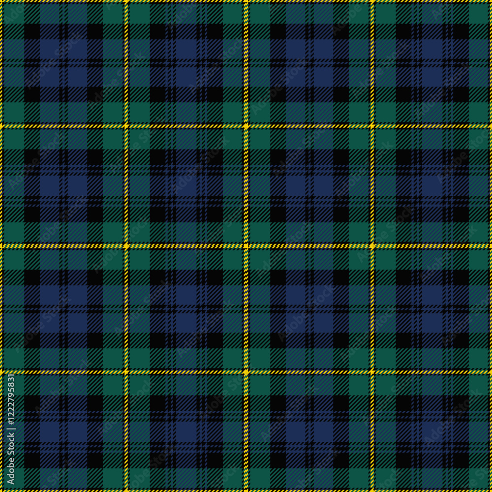 Fototapeta premium Gordon tartan plaid. Scottish pattern fabric swatch close-up. 