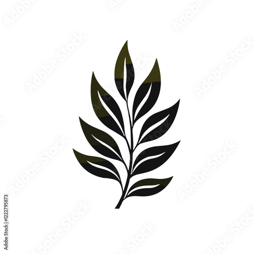 Stylized green leaf illustration on a white background, nature's elegance