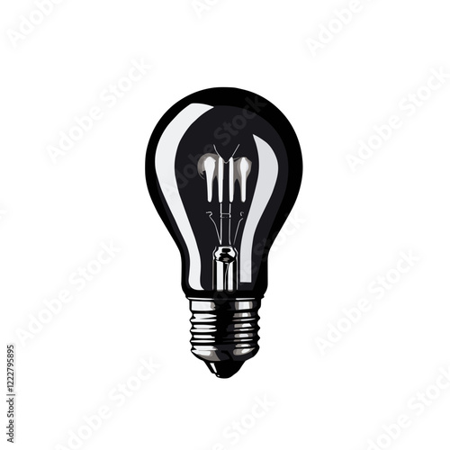 Black light bulb symbolizing innovation and ideas, minimalist design