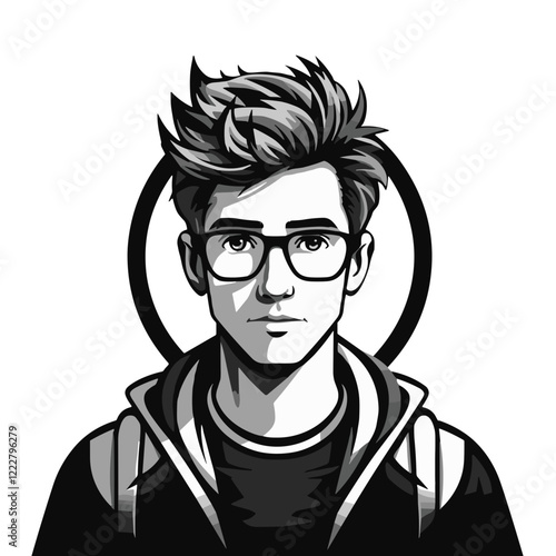 Confident young man expressing individuality in minimalist style, self-expression