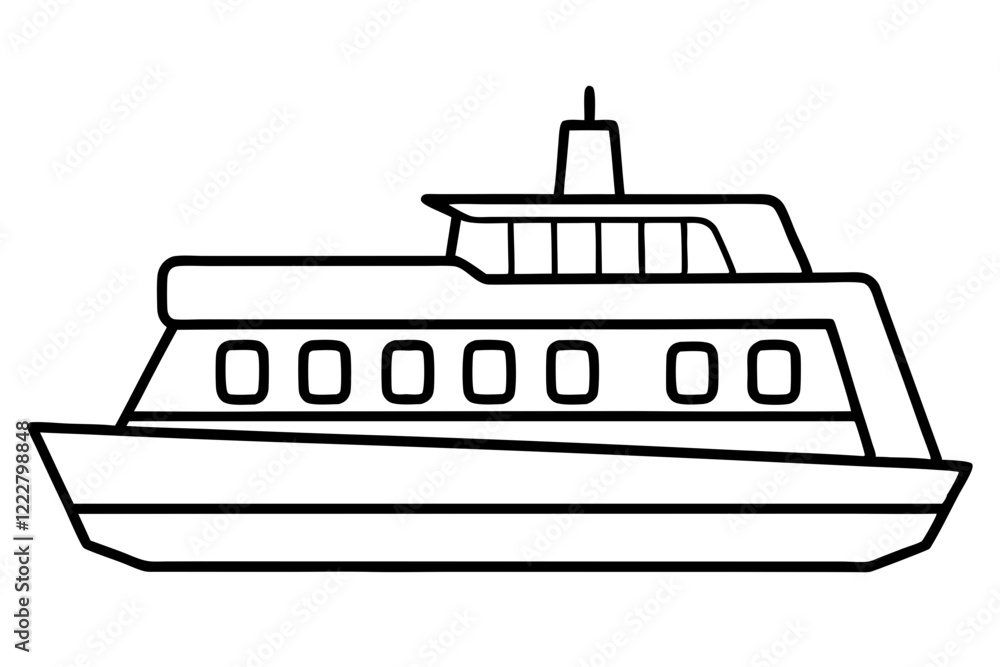 Obraz premium Line Art Ferry Scene