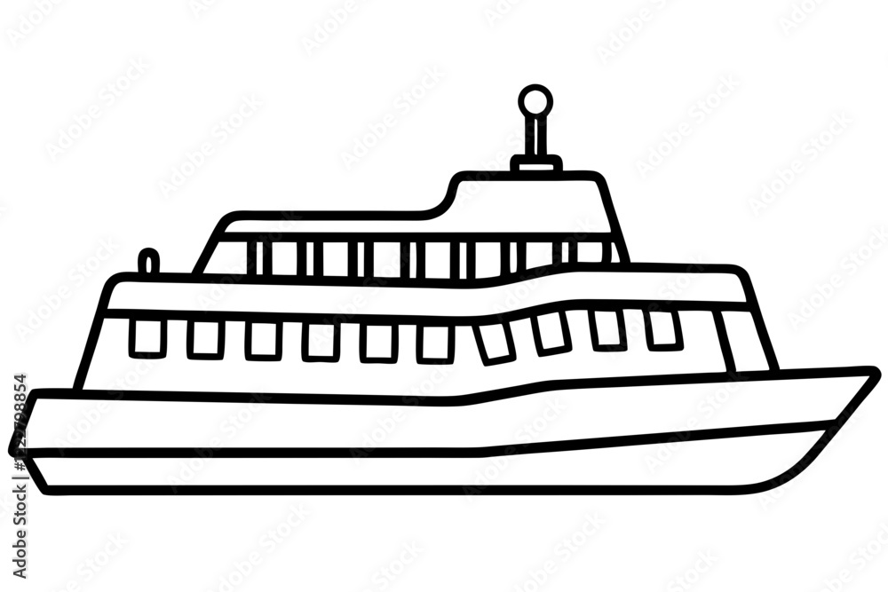 Obraz premium Line Art Ferry Scene