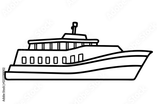 Line Art Ferry Scene