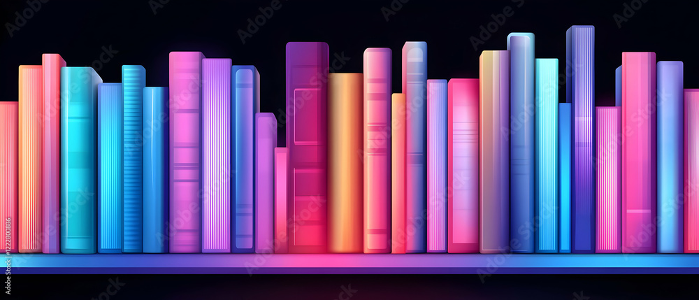 Glowing Bookshelf, Night, Education, Reading Glowing Bookshelf, Night, Education, Reading