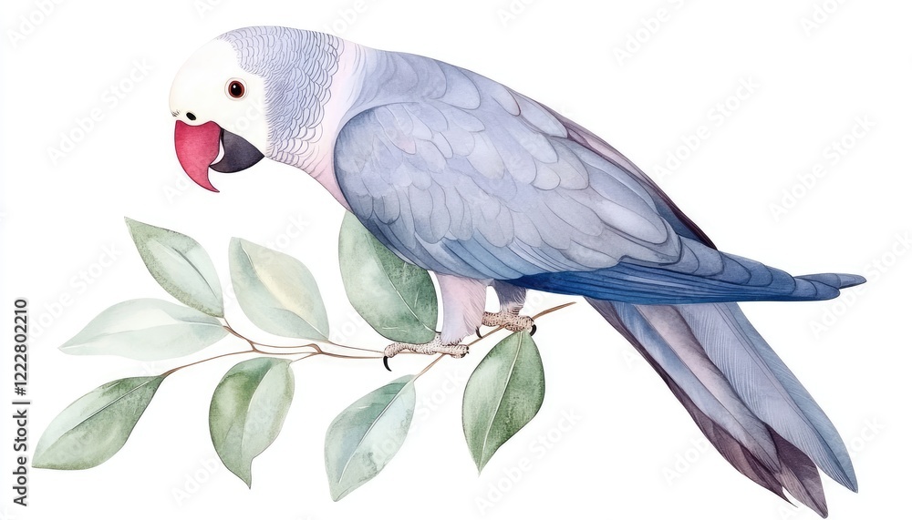 A beautifully illustrated parrot perched on a leafy branch, showcasing vibrant colors and intricate details A beautifully illustrated parrot perched on a leafy branch, showcasing vibrant colors and intricate details