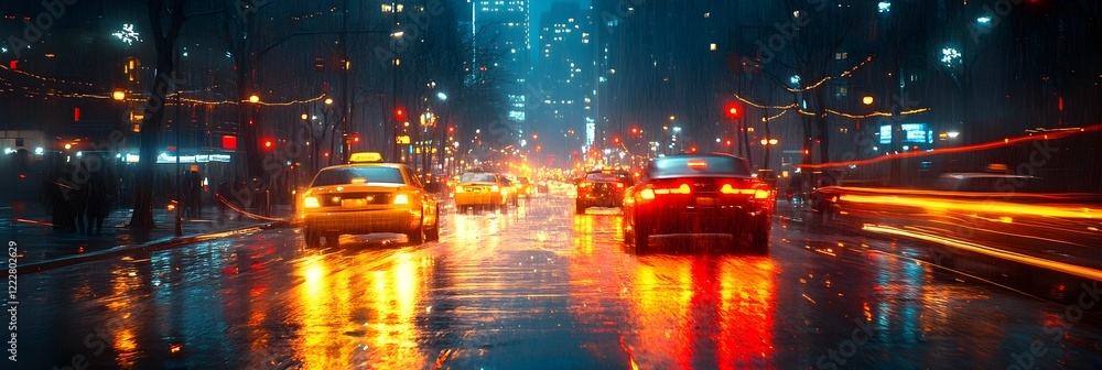 A background of faint light trails on a dark, urban street. A background of faint light trails on a dark, urban street.