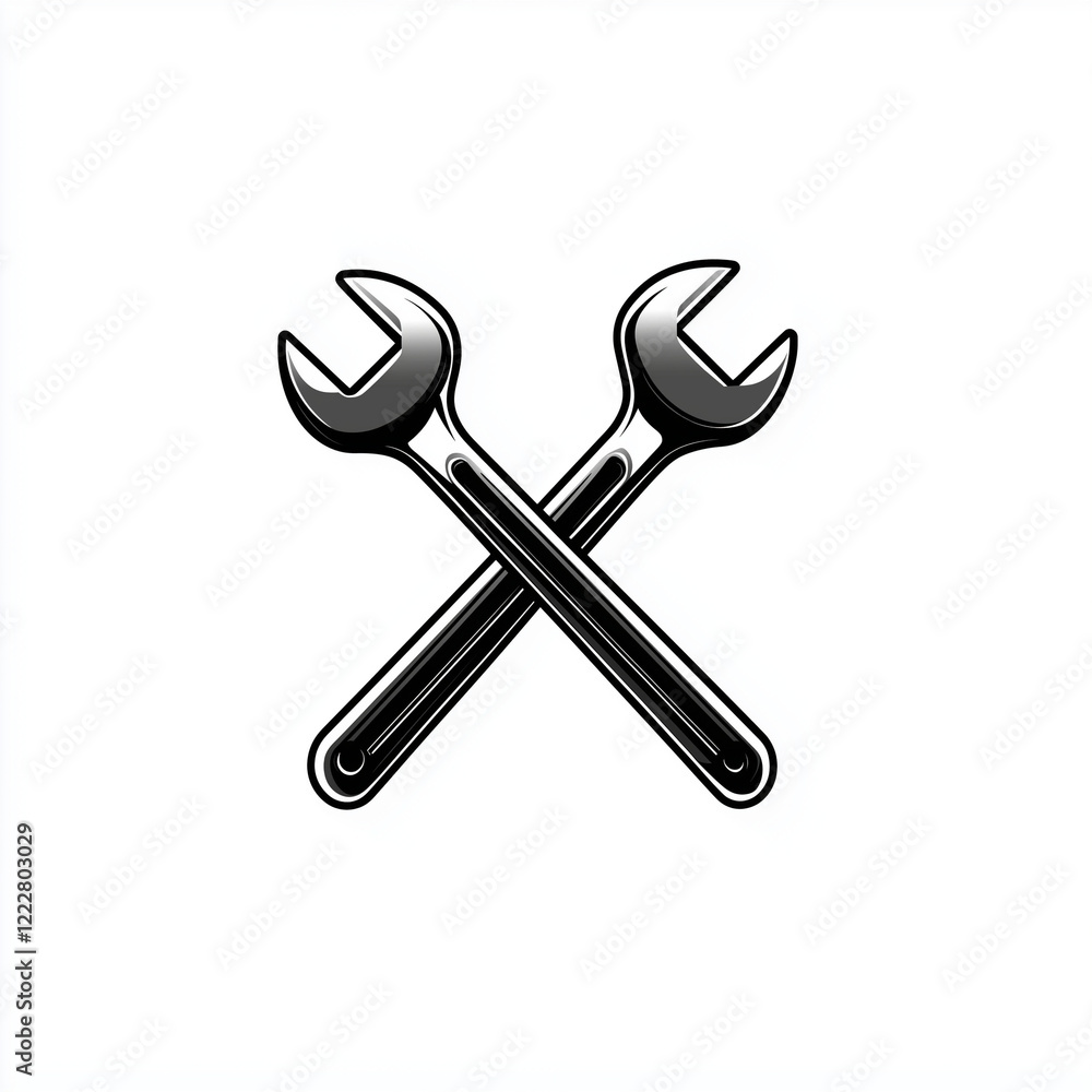 Crossed Wrenches: Tool Illustration Crossed Wrenches: Tool Illustration