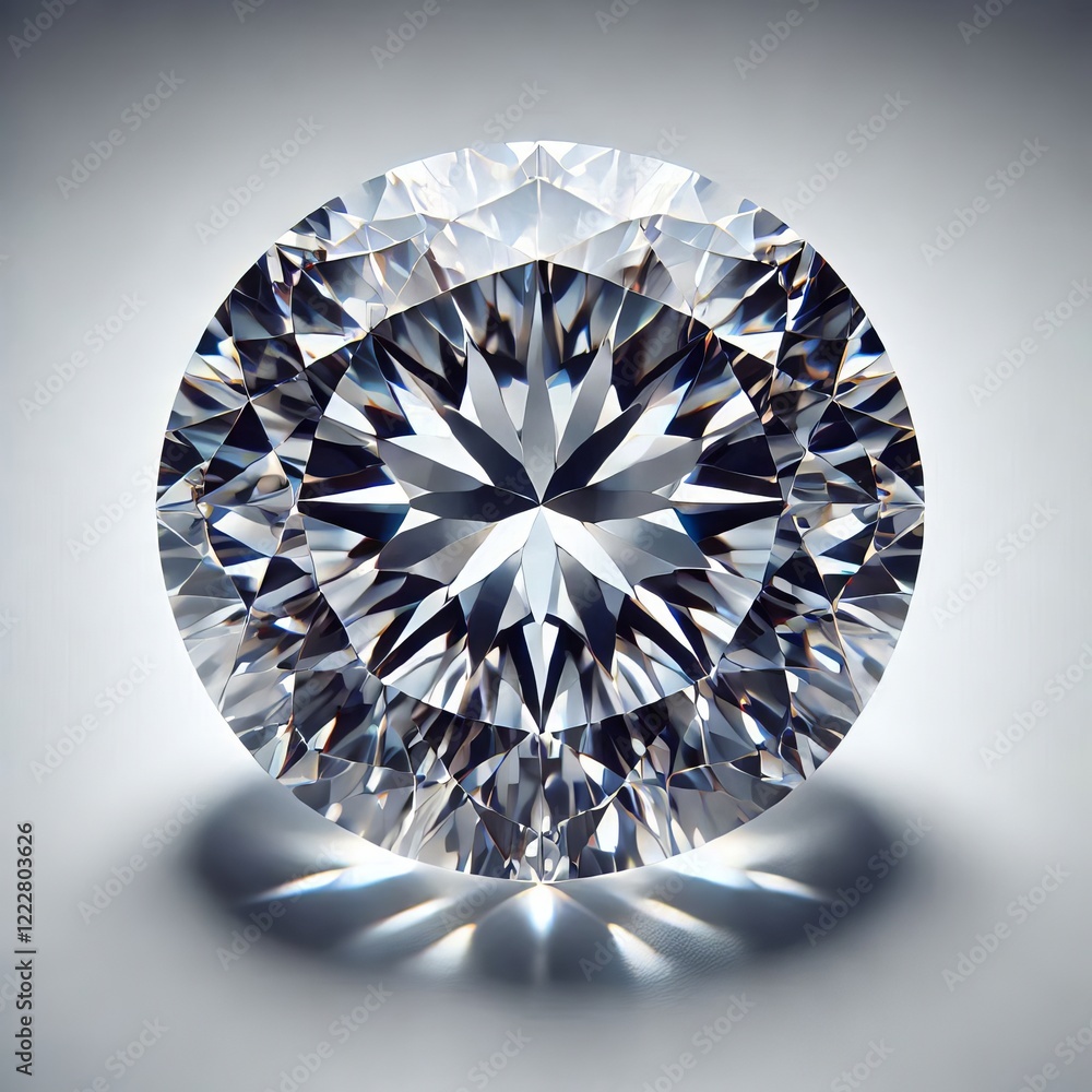 Close-up view of a large, round, brilliant-cut diamond.
Close-up view of a large, round, brilliant-cut diamond.