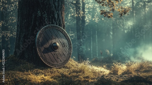 Enchanted Forest with Rustic Shield Display photo