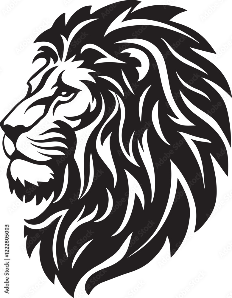 Fototapeta premium Majestic Lion Head Tribal Design - Bold and Striking Illustration