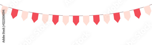 Pink bunting, design elements for decoration of greetings cards, invitations, etc. Vector illustration isolated on white background.