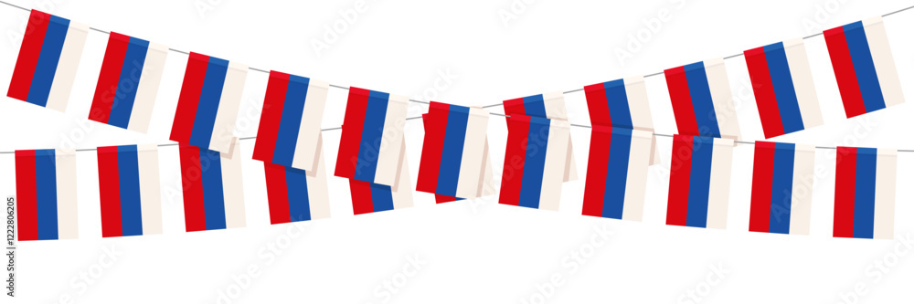 Fototapeta premium Set of Russian flags garland on white background. Design concept for nation hollydays, festival, carnival, ets.