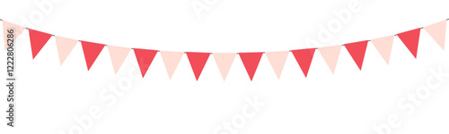 Triangle bunting flags for valentines day, poster, greeting cards and wedding concept.