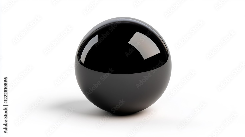 Sleek black balance ball on clean white surface. Generative AI