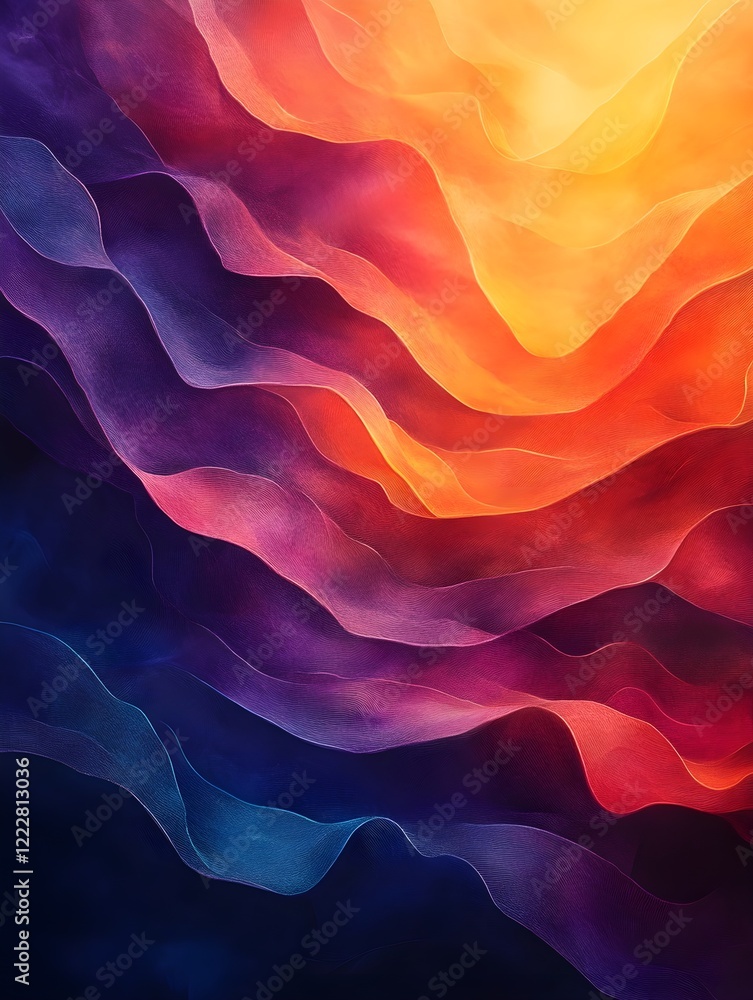 Obraz premium A background of geometric waves in a vibrant ombre effect.