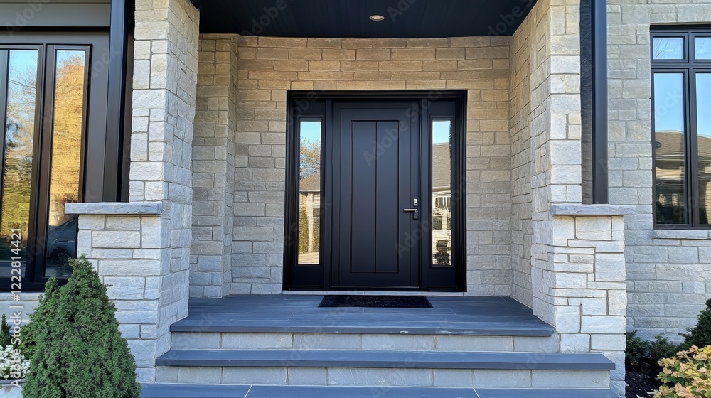 Obraz premium Stunning Modern Home Entrance with Stone Facade