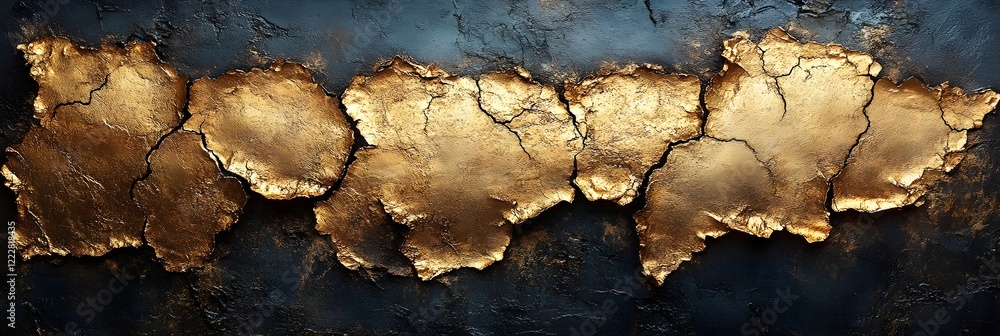 A background of golden paint cracks on an antique textured surface. A background of golden paint cracks on an antique textured surface.