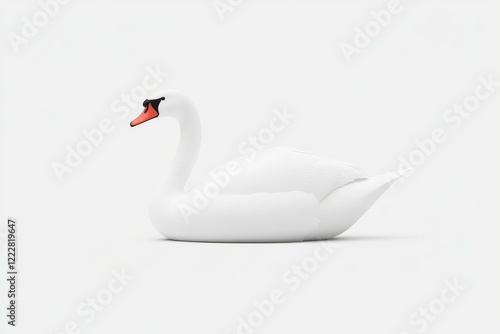 Fototapeta Naklejka Na Ścianę i Meble -  A serene white swan gracefully floats on a calm surface, embodying tranquility in a minimalist setting