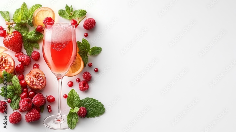 Fresh Fruit Cocktail with Berries and Sparkling Drink. Generative AI Fresh Fruit Cocktail with Berries and Sparkling Drink. Generative AI