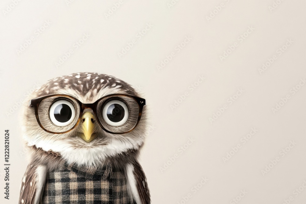 Fototapeta premium Owl wearing glasses in human attire