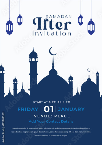 Elegant iftar poster design template 