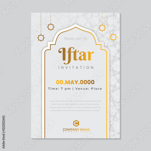 Elegant iftar invitation template with editable text 