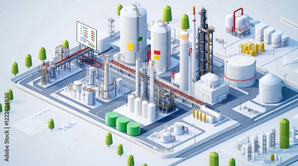 Isometric View of a Modern Petroleum Refinery Complex
