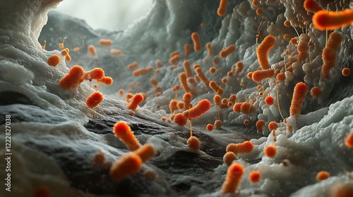 Depiction of microbial contamination visualizing bacterial growth in non sterile conditions photo