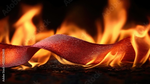 Fabric Burning In Fiery Flames Embers photo