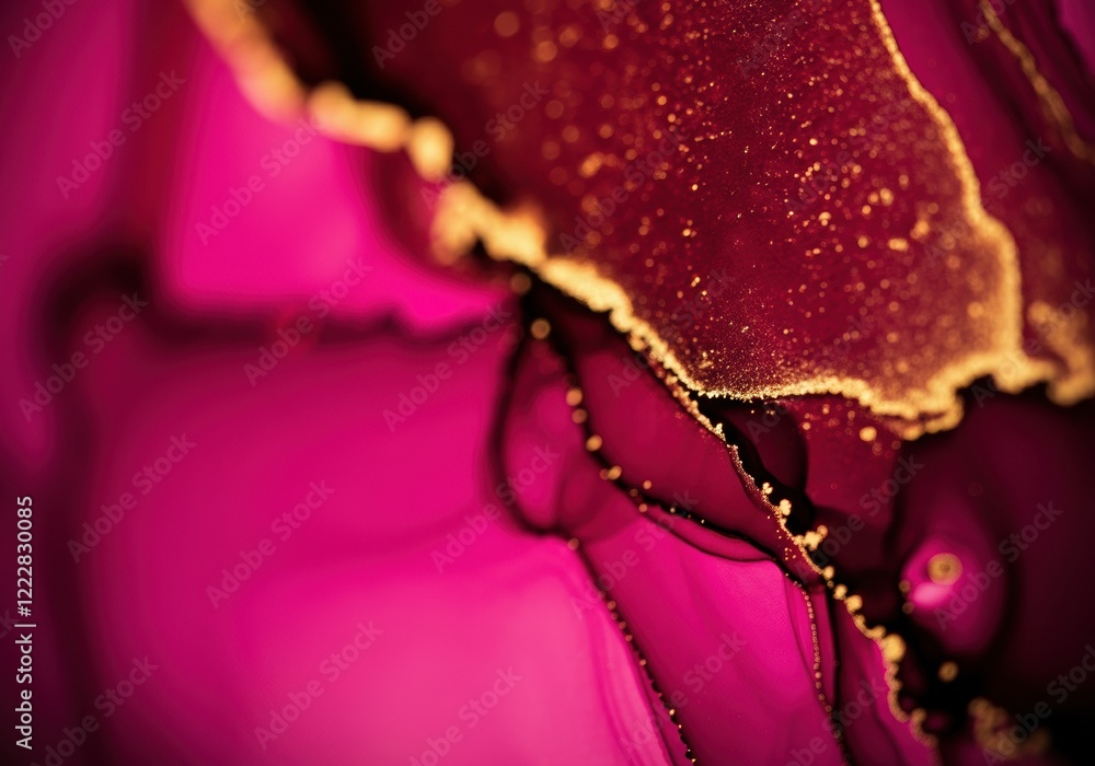 Abstract pink and gold fluid art with shimmering details and textures Abstract pink and gold fluid art with shimmering details and textures