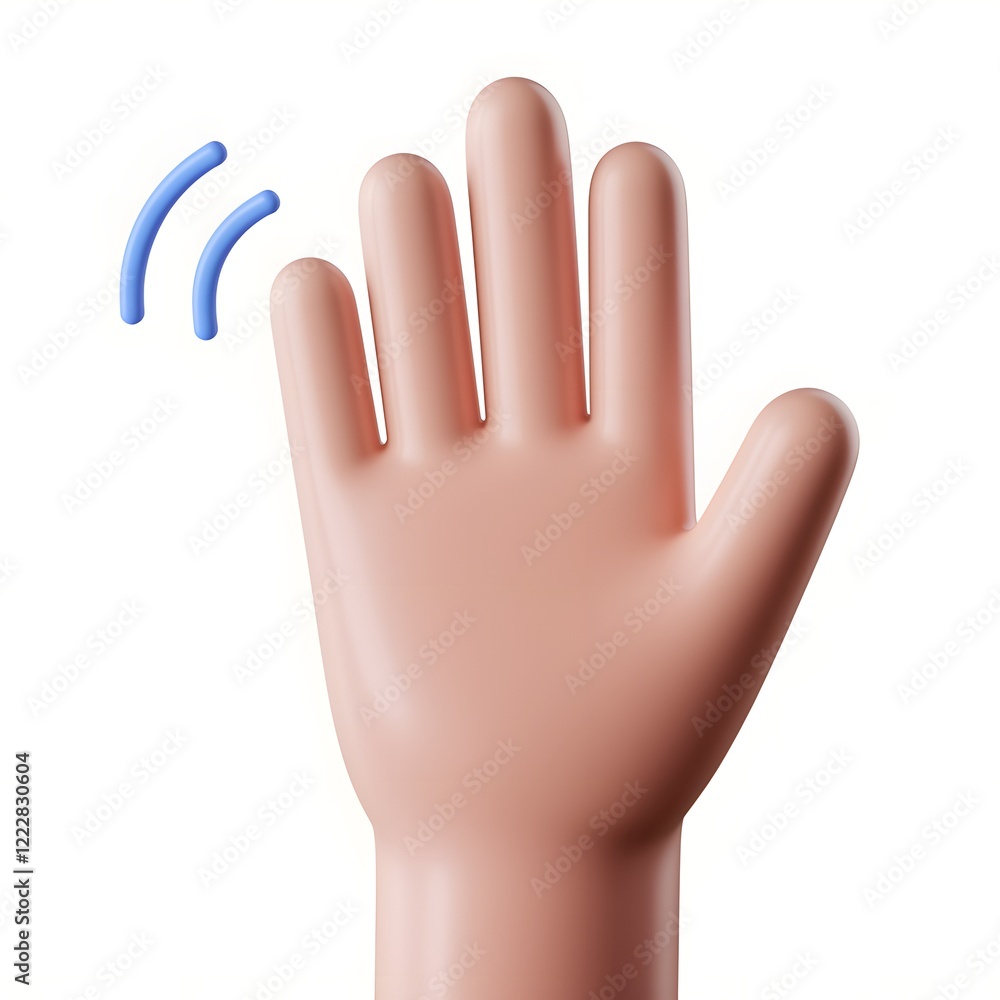 Obraz premium Waving Hand 3D Illustration with Motion Lines.