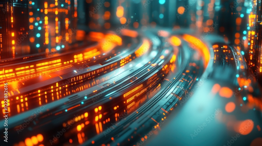 Obraz premium Abstract Futuristic Technology Data Stream Pathway