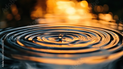 Wallpaper Mural Golden Sunset Reflection Water Drop Ripples Torontodigital.ca