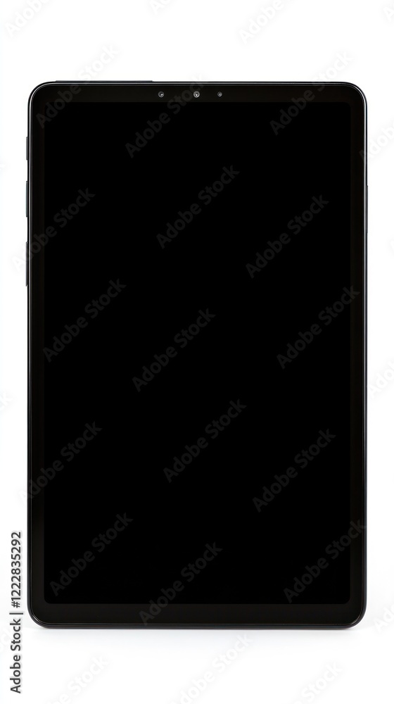A blank tablet device with a sleek design, ready for user interaction. A blank tablet device with a sleek design, ready for user interaction.