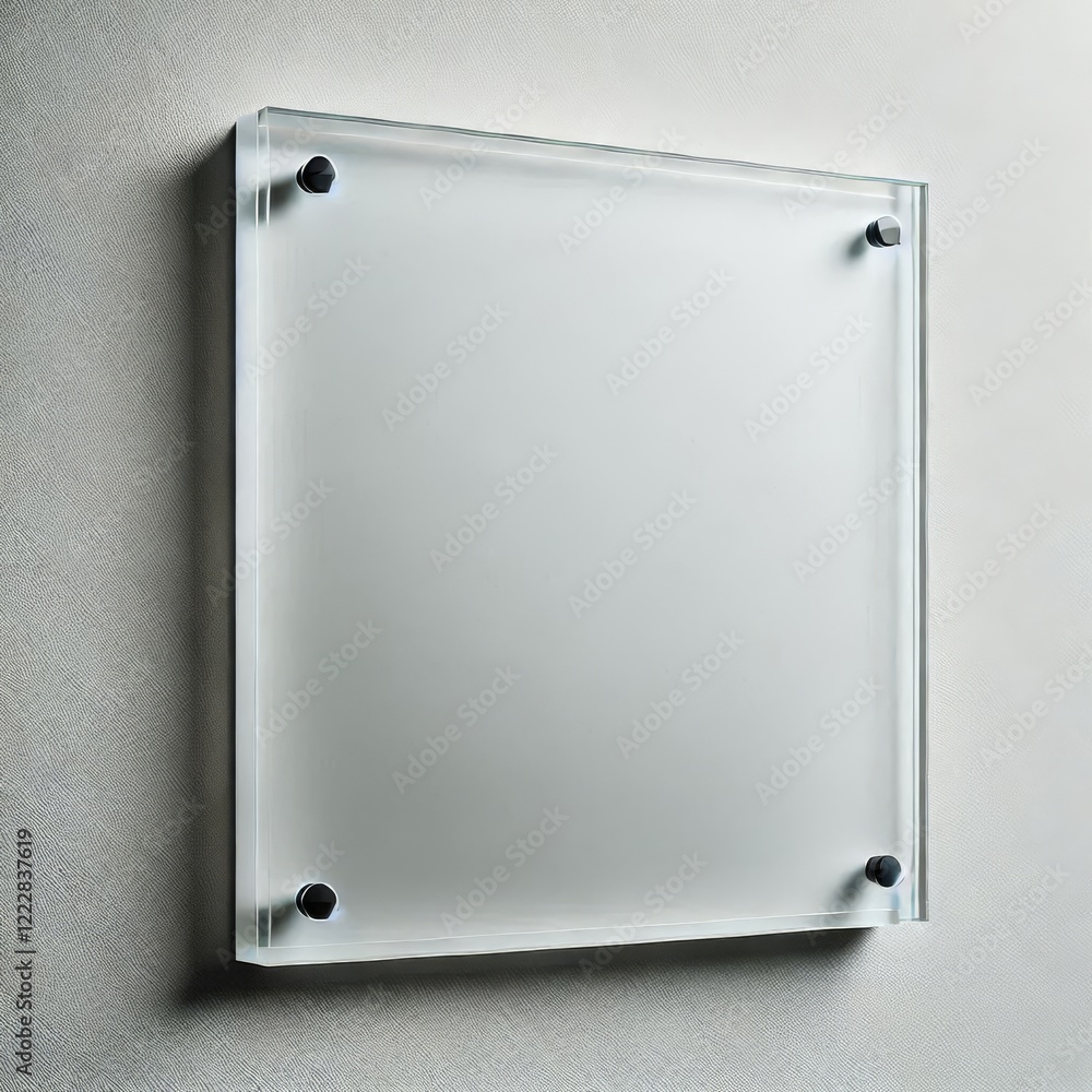 Close-up view of a blank, rectangular sign affixed to a white wall.
Close-up view of a blank, rectangular sign affixed to a white wall.